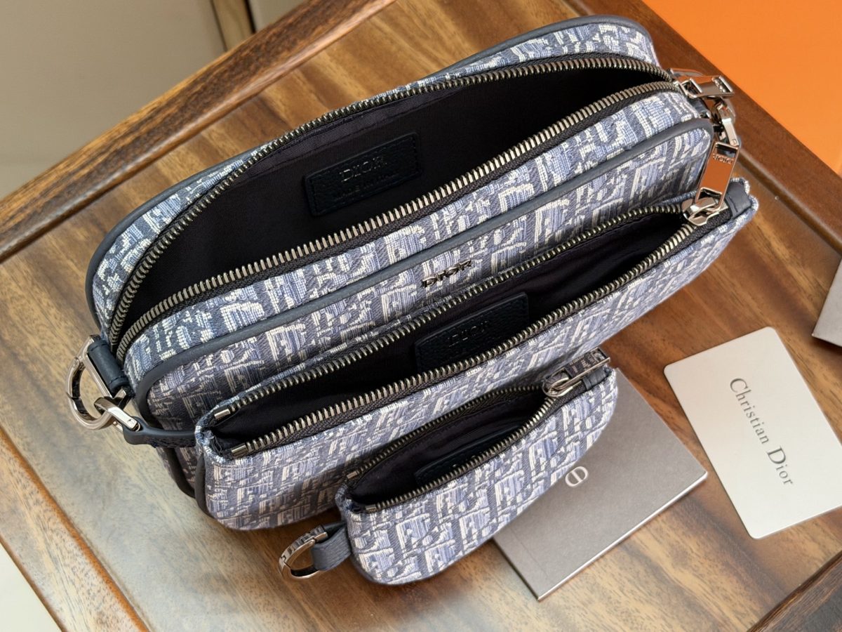 Dior Saddle 3-in-1 Pouch Set (Light Blue Oblique Jacquard) - Image 2