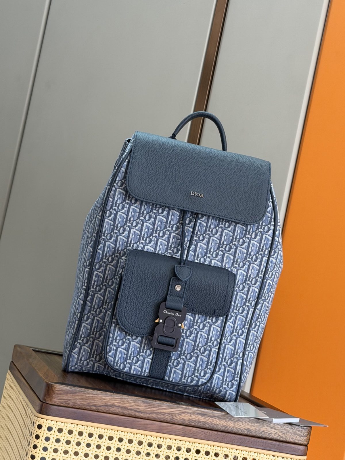 Dior Saddle Backpack (Light Blue Oblique Jacquard) - Image 1
