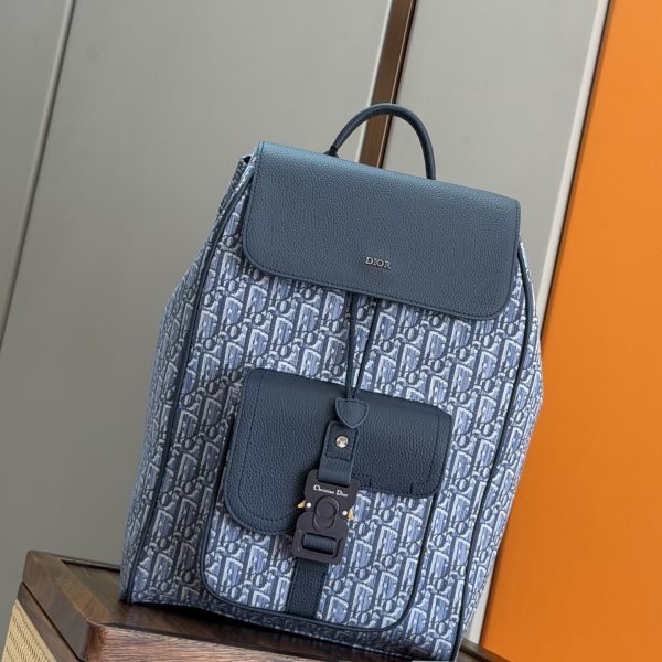 Dior Saddle Backpack (Light Blue Oblique Jacquard)