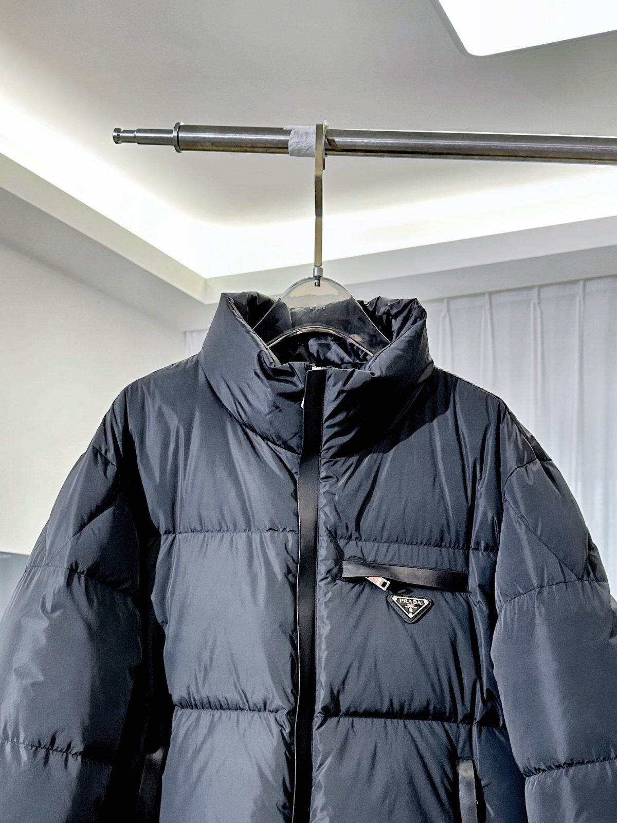 Prada Re-Nylon Down Jacket with Leather Trim - Image 2