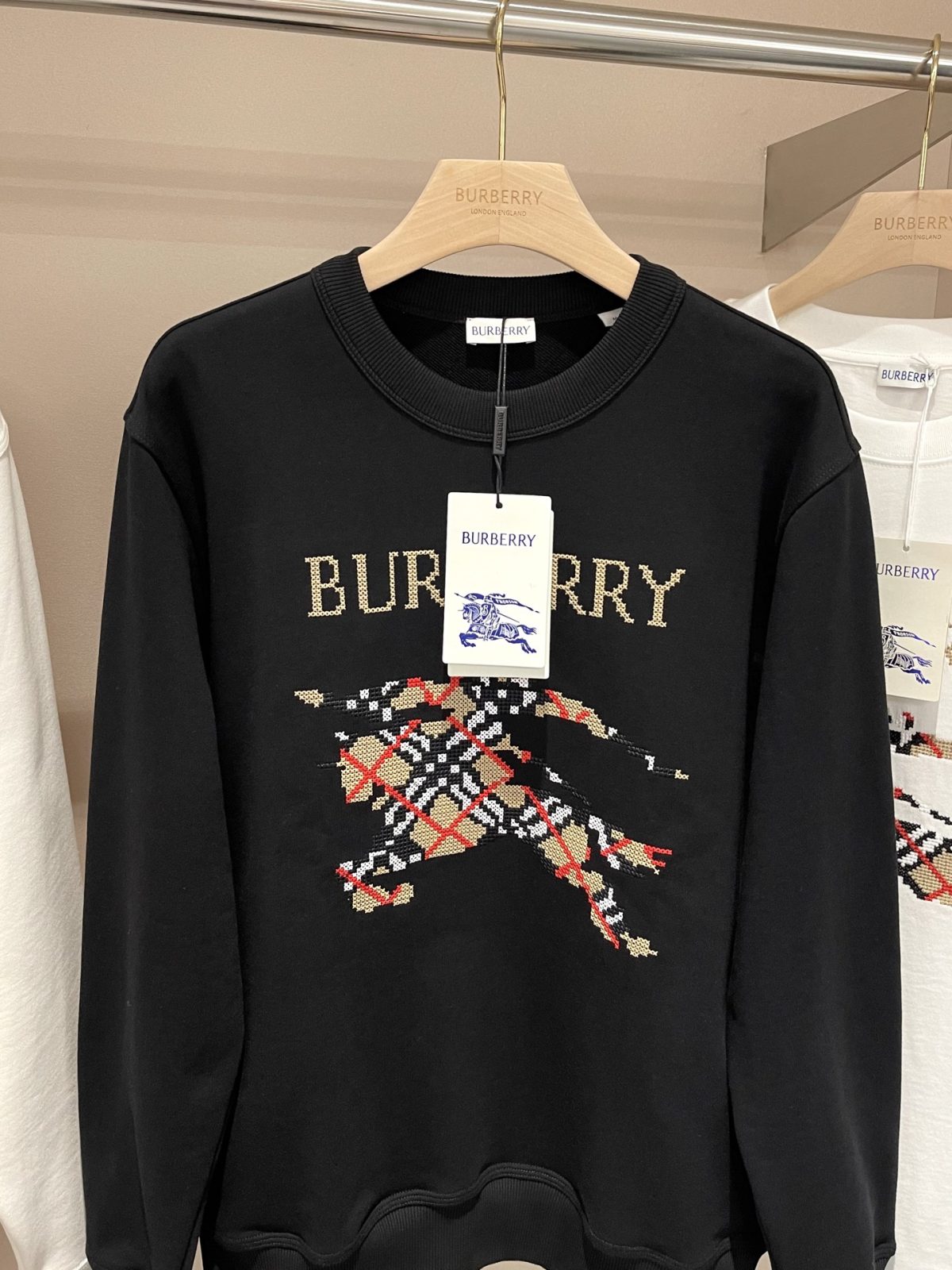 Burberry 2025FW EKD Cross-Stitch Cotton Crewneck Sweatshirt - Image 2