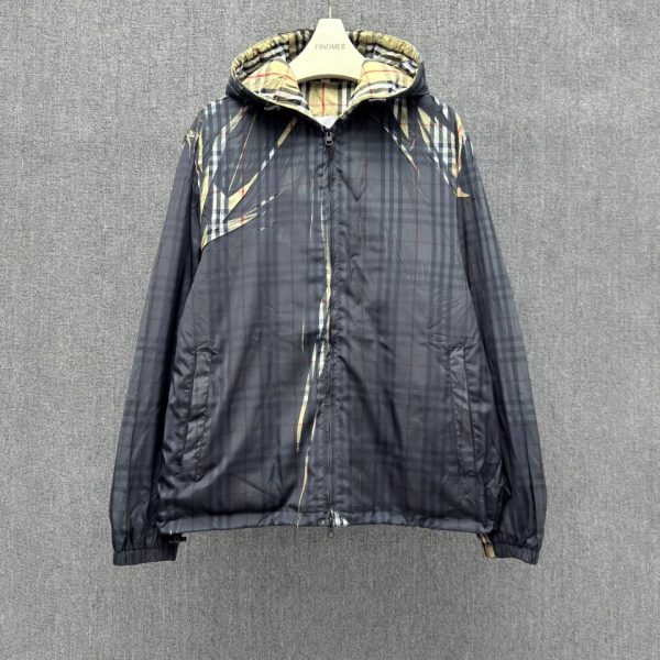 Burberry Classic Check Hooded Jacket (Unisex, Black Ink Plaid)