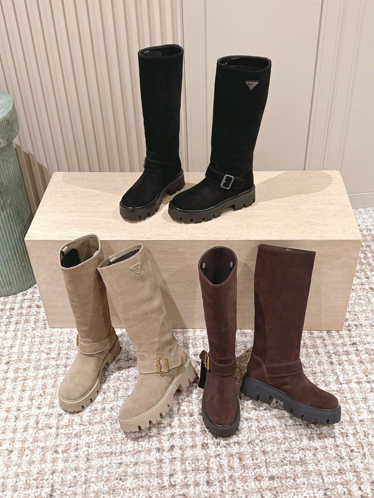 PRADA Classic Triangle Logo Boots | Sheepskin & TPU Sole - Image 2