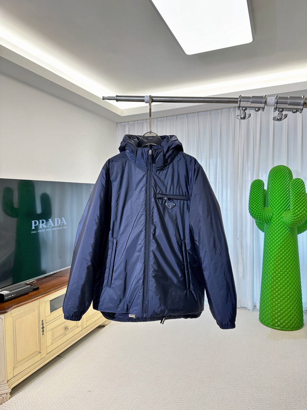 Prada Re-Nylon Classic Down Jacket with Detachable Hood - Image 2