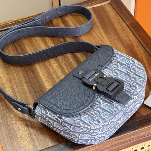 Dior Saddle Messenger Bag (Blue Oblique Jacquard)