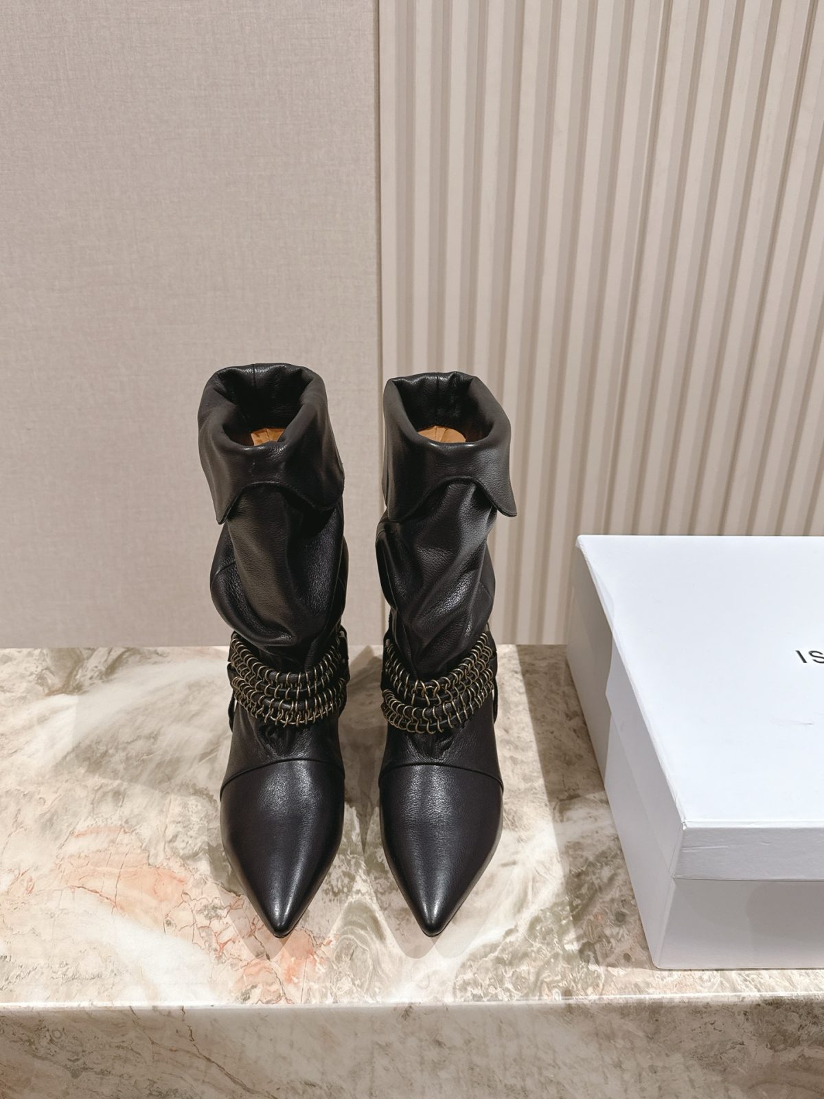 Isabel Marant Suede Pointed-Toe Chain Embellished Mid-Calf Boots - Image 2