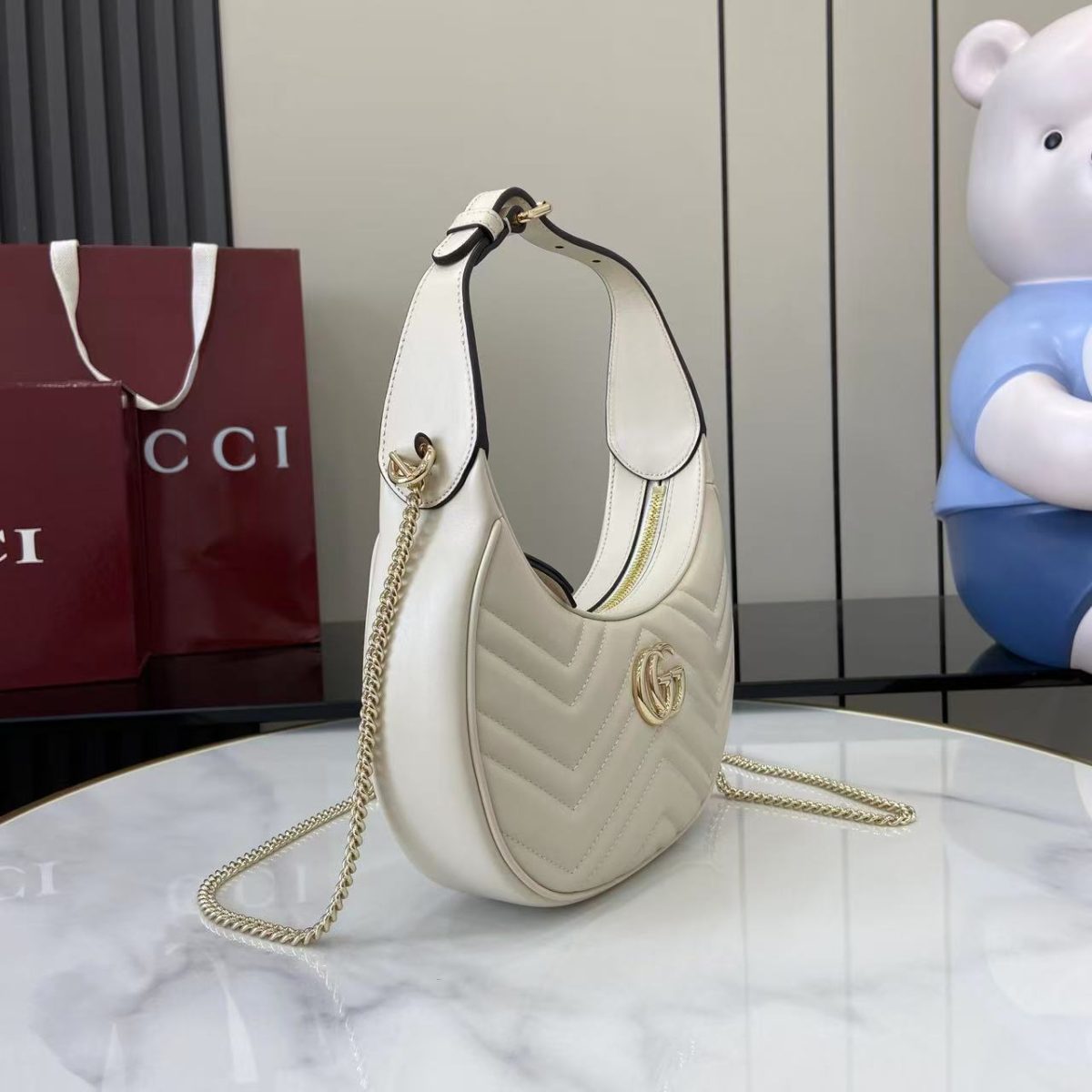 Gucci GG Marmont Small Shoulder Bag | New White Leather Design - Image 2