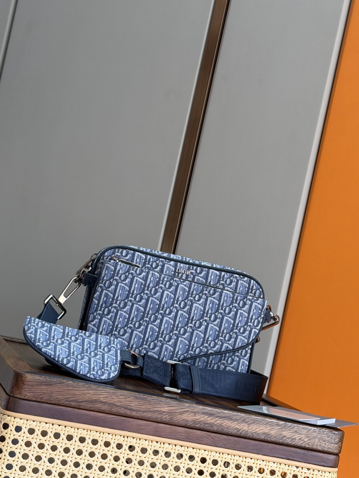 Dior Saddle 3-in-1 Pouch Set (Light Blue Oblique Jacquard) - Image 7