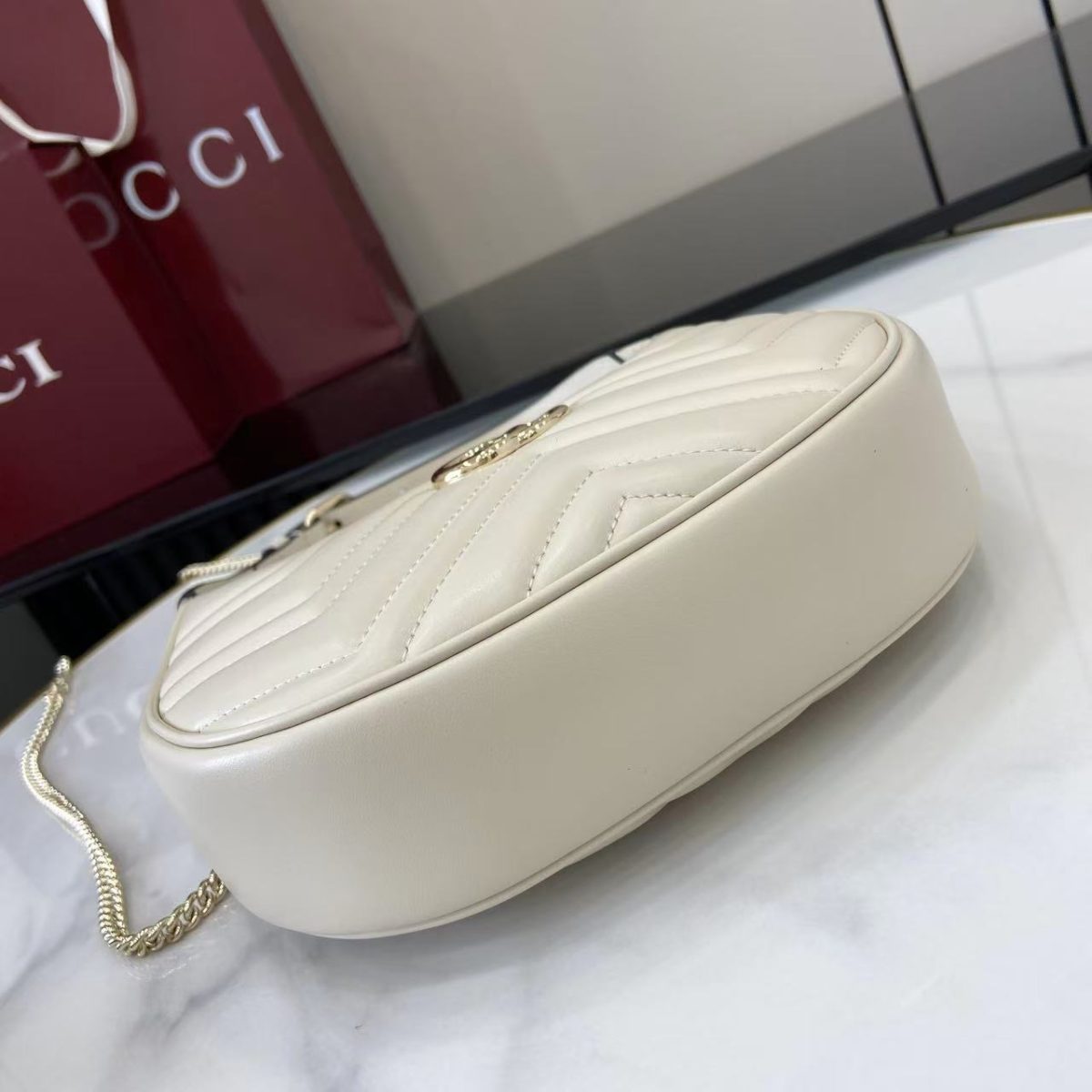Gucci GG Marmont Small Shoulder Bag | New White Leather Design - Image 3
