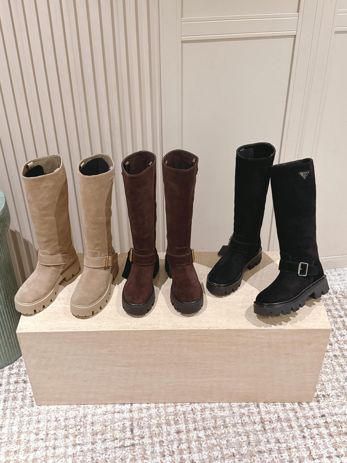 PRADA Classic Triangle Logo Boots | Sheepskin & TPU Sole - Image 1