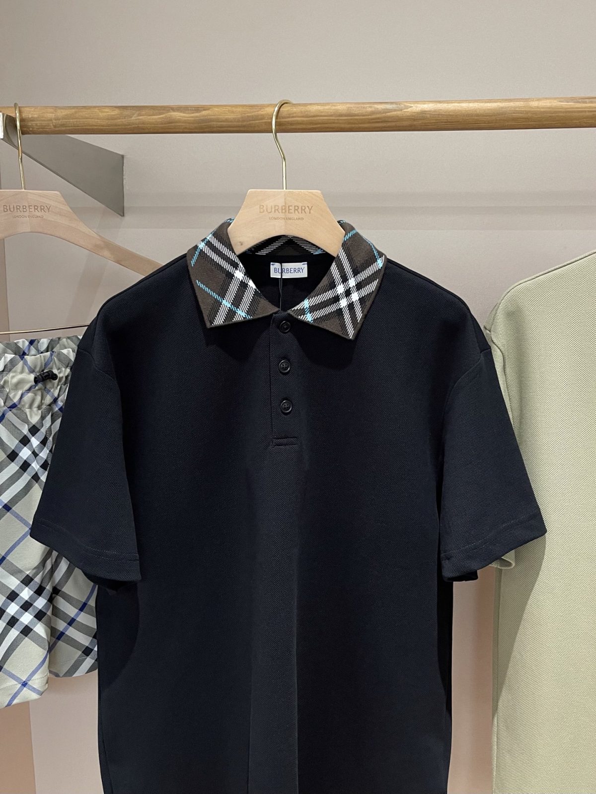 Burberry 2025SS Vintage Check Collar Cotton Polo Shirt - Image 6