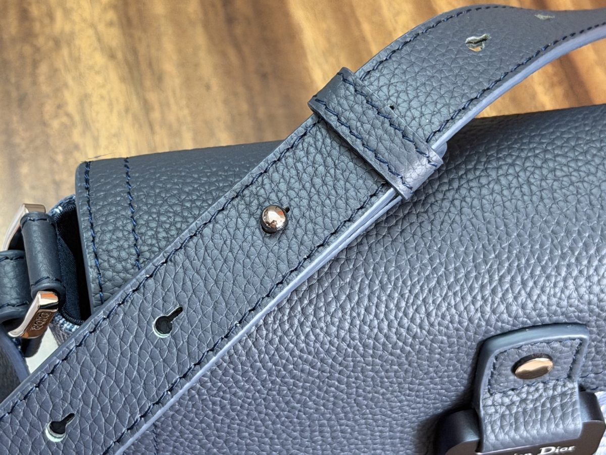 Dior Saddle Messenger Bag (Blue Oblique Jacquard) - Image 2
