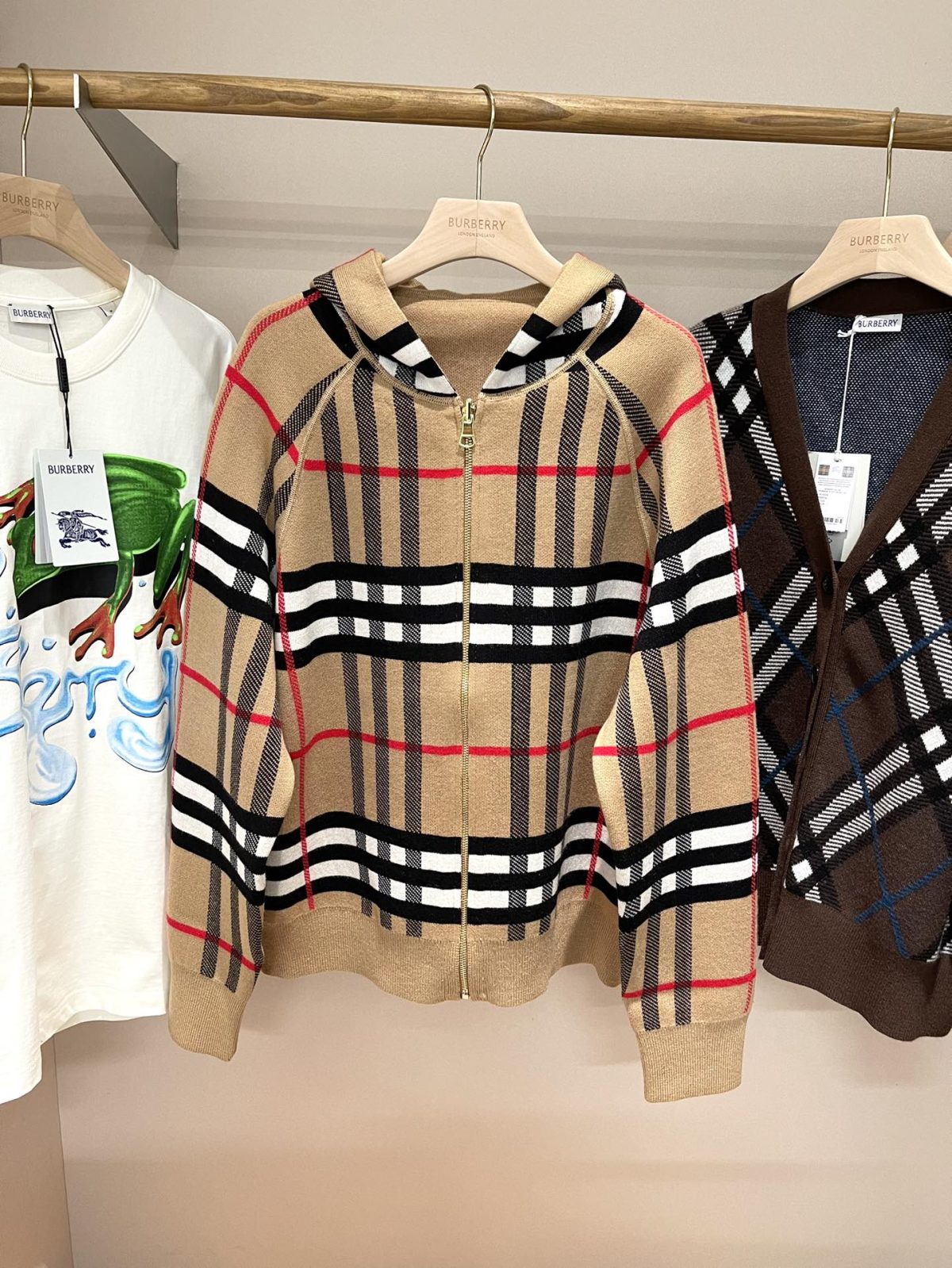 Burberry Reversible Check Wool Zip Hoodie - Image 1