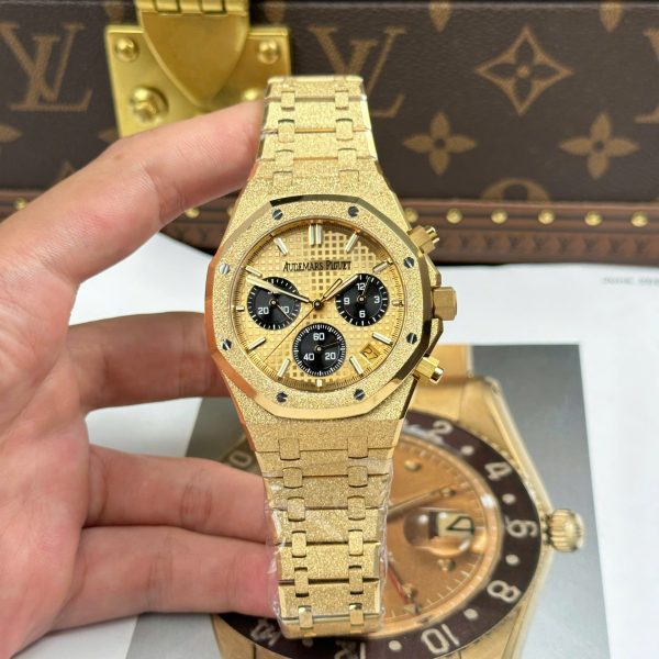 Audemars Piguet Copies Watch Royal Oak Chronograph Frosted Gold 26240 Yellow Dial APS Factory 41mm