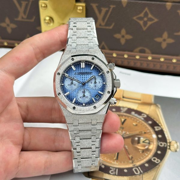 Audemars Piguet Best Replica Watches Royal Oak Chronograph Frosted Gold 26240 Blue Dial APS Factory 41mm