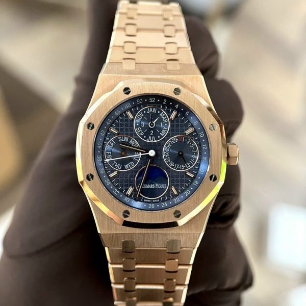 Audemars Piguet Royal Oak 26574OR Rose Gold Replica Watch Blue Dial 41mm