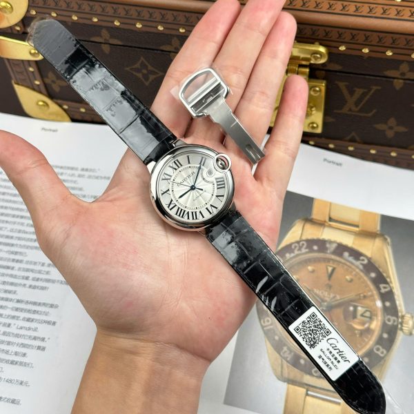 Cartier Ballon Bleu Replica 11 Watch White Dial Leather Strap AF Factory 40mm