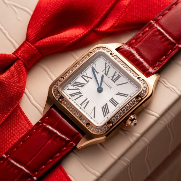 Cartier Replica Watch Santos Dumont WJSA0017 Red Leather Strap 38×27.5mm