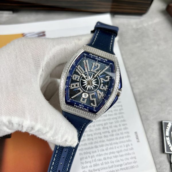 Franck Muller V45 Blue Dial Replica Watch Rubber Strap ABF Factory 45mm
