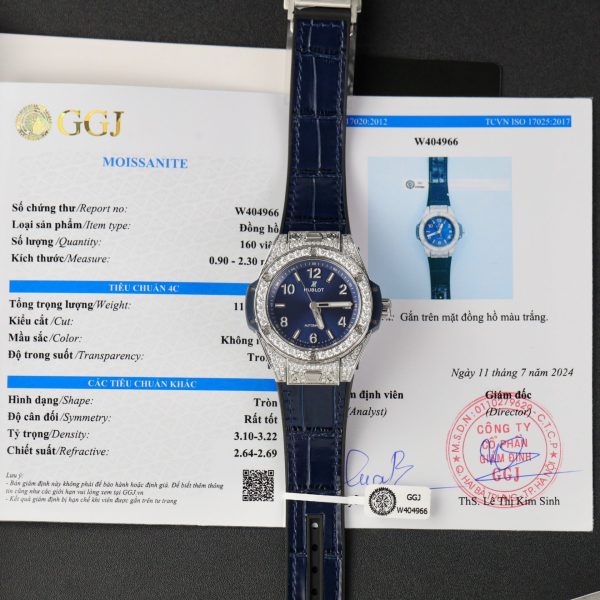 Hublot Fake Watch Big Bang One Click Dial Blue Custom Diamonds Moissanite 39mm