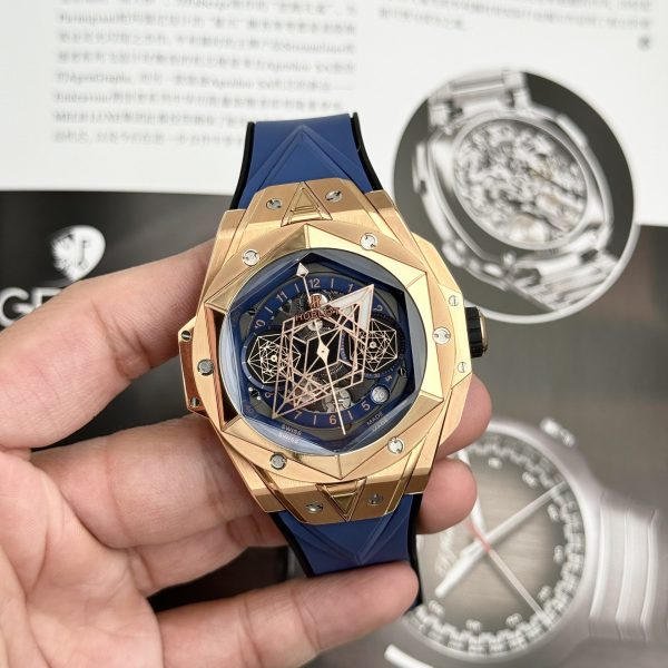Hublot Replica Watch Big Bang Sang Bleu II King Gold Blue Dial BBF 45mm