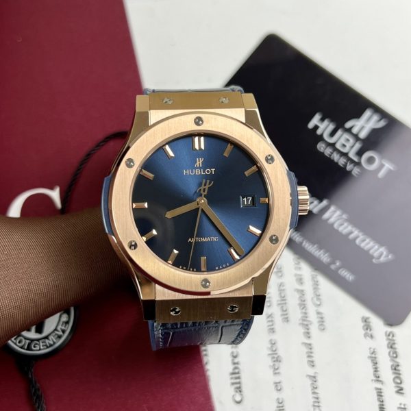 Hublot Replica Watch Classic Fusion King Gold Blue Dial JJF Factory 42mm
