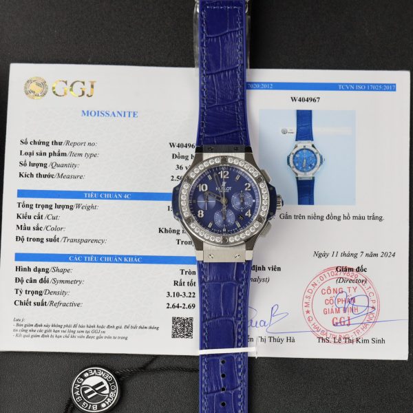 Hublot Fake Watch Big Bang Chronograph Blue Custom Moissanite Diamonds 44mm