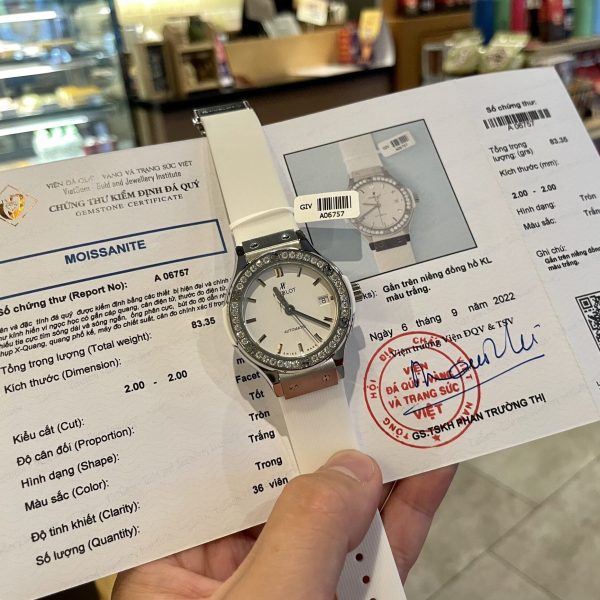 Hublot Replica Watch Classic Fusion White Dial Custom Moissanite Diamonds 38mm