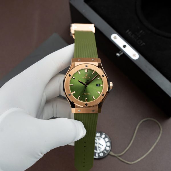 Hublot Best Replica Watch Classic Fusion King Gold Green Dial Movement SW300 Swiss Made 42mm