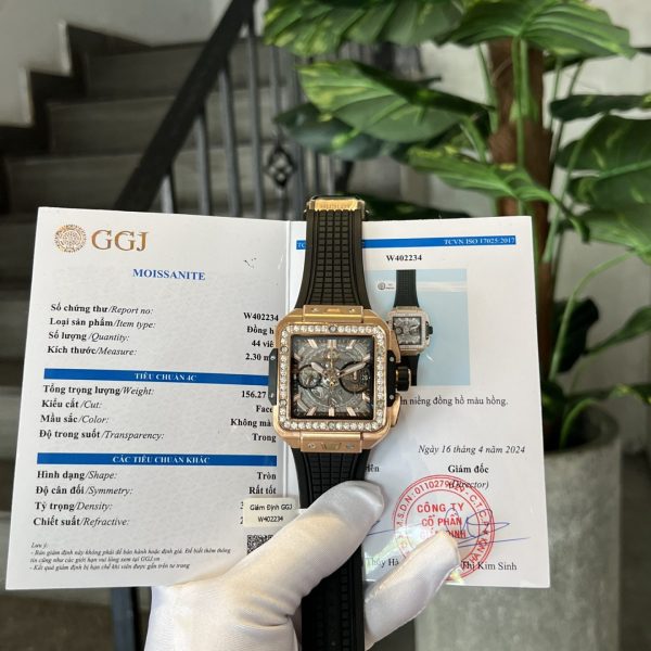 Hublot Best Replica Watch Square Bang King Gold Custom Moissanite Diamonds BBF 42mm