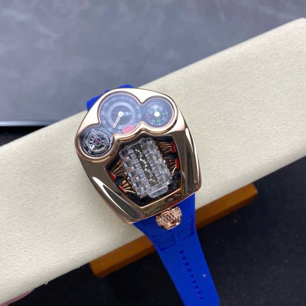 Jaboc & Co Bugatti Replica Watches Rubber Strap Blue 52x44mm