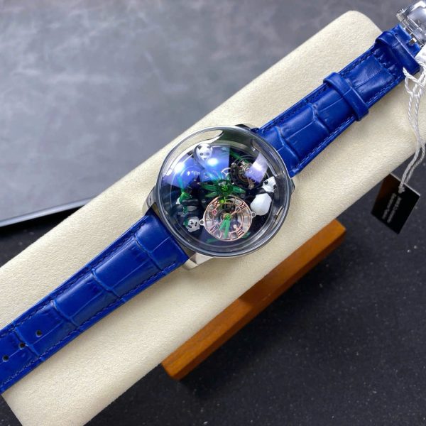 Jacob & Co Panda Best Replica Watch Leather Strap Blue 50mm