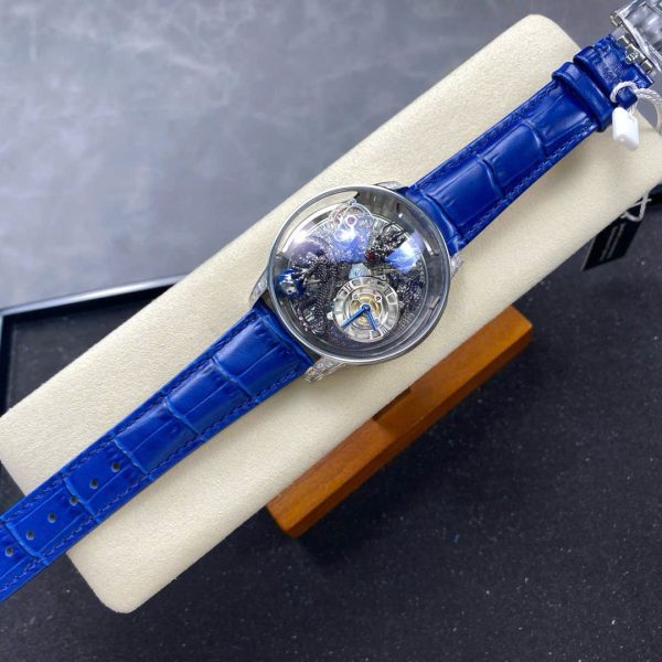 Jacob & Co Black Dragon Replica Watches Leather Strap Blue 45mm