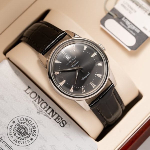 Longines Fake Watch Conquest Heritage L16454754 Black Dial Leather Strap 40mm