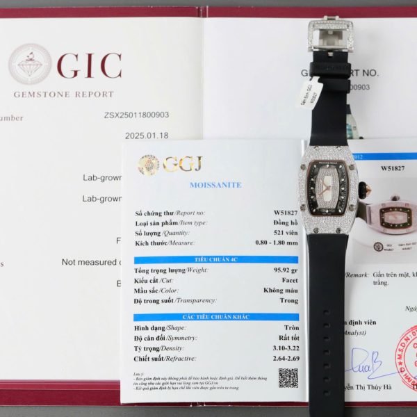 Richard Mille RM007 Best Copies Watch Custom Full Diamonds Moissanite Hong Kong 36mm