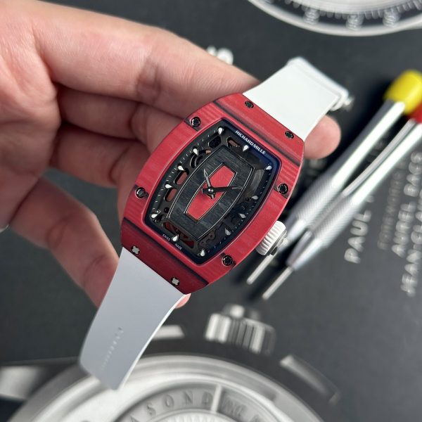 Richard Mille Best Replica Watch RM07-01 Red Carbon Rubber Strap 32x46mm