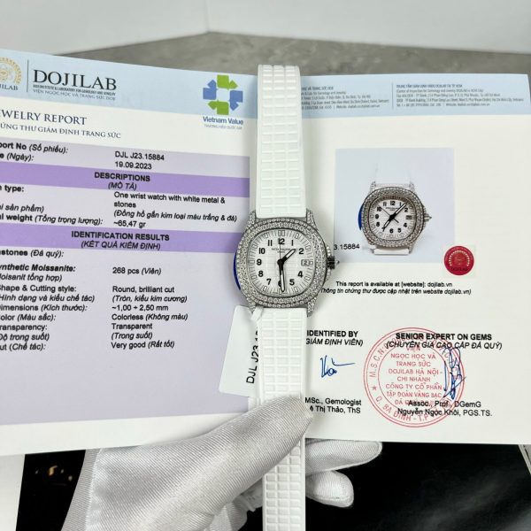 Patek Philippe Replica Watch Aquanaut 5069G Custom Full Moissanite Diamonds PPF Factory 35.2mm