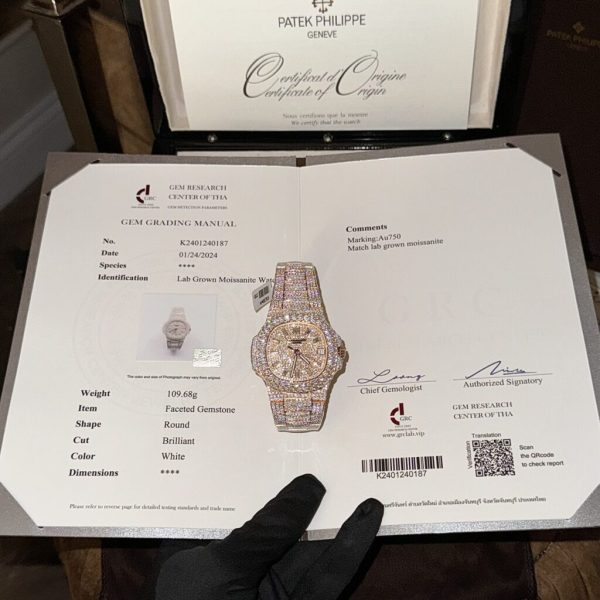 Patek Philippe Best Replica Watch Nautilus 5719 Gold Wrapped & Moissanite Diamonds Custom 40mm