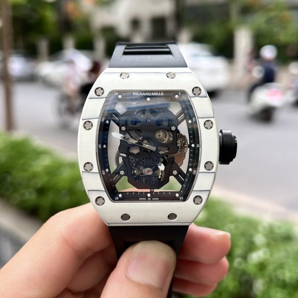 Richard Mille Replica Watch RM052 Tourbillon Skull Carbon Rubber Strap 43mm