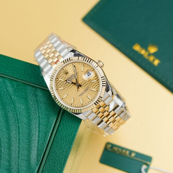 Rolex Best Replica Watch DateJust 126233 Yellow Champagne Fluted Dial Gold Wrapped 36mm