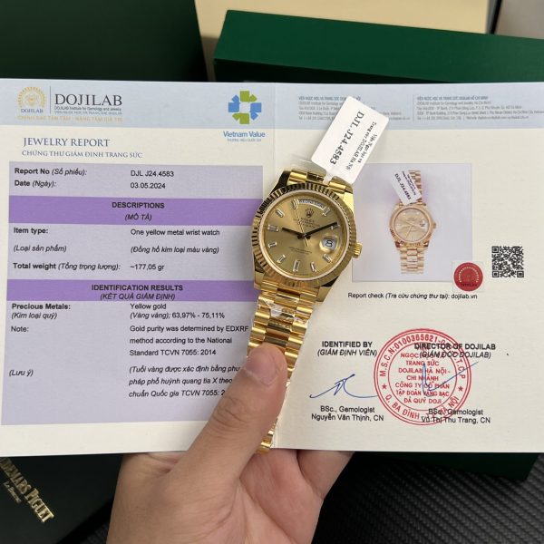 Rolex Replica Watch Day-Date Gold Wrapped Weight 177gram Champagne Dial GM Factory 40mm