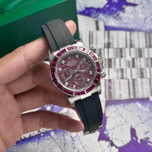 Rolex Best Replica Watch Daytona 116519 Dial Rubellite Rubber Strap 40mm
