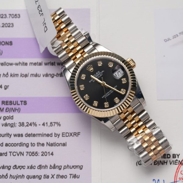 Rolex Best Replica Watches DateJust Gold Wrapped Black Dial 31mm