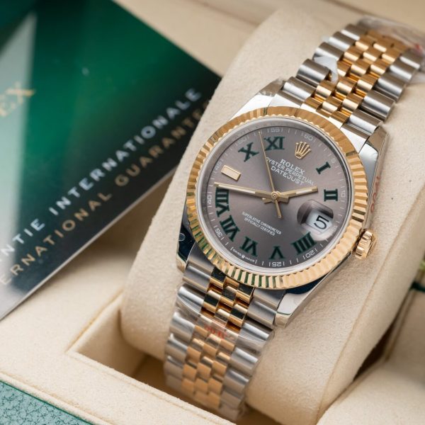 Rolex Replica Watch DateJust Dial Wimbledon Gold Wrapped GM Factory 36mm