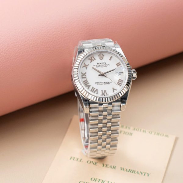 Rolex DateJust Lady Fake Watch White Dial Roman Numerals 31mm