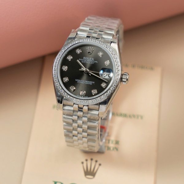 Rolex DateJust Lady Clone Watch Gray Dial Jubilee Strap 31mm
