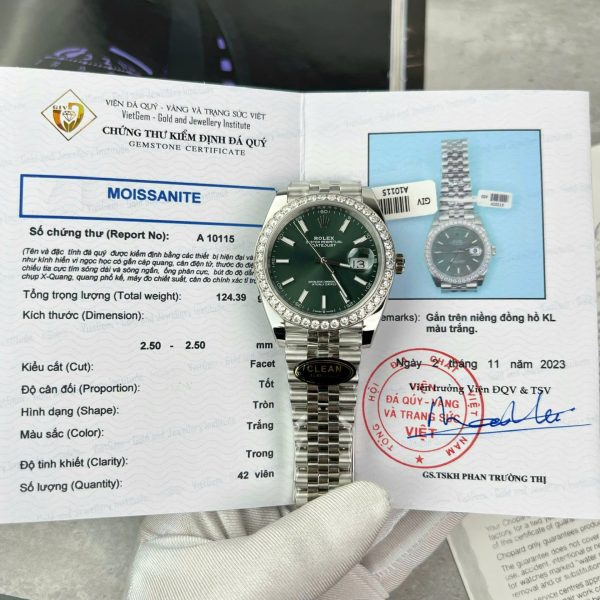 Rolex DateJust Green Dial Copies Watch Moissanite Diamonds Custom Clean Factory 41mm