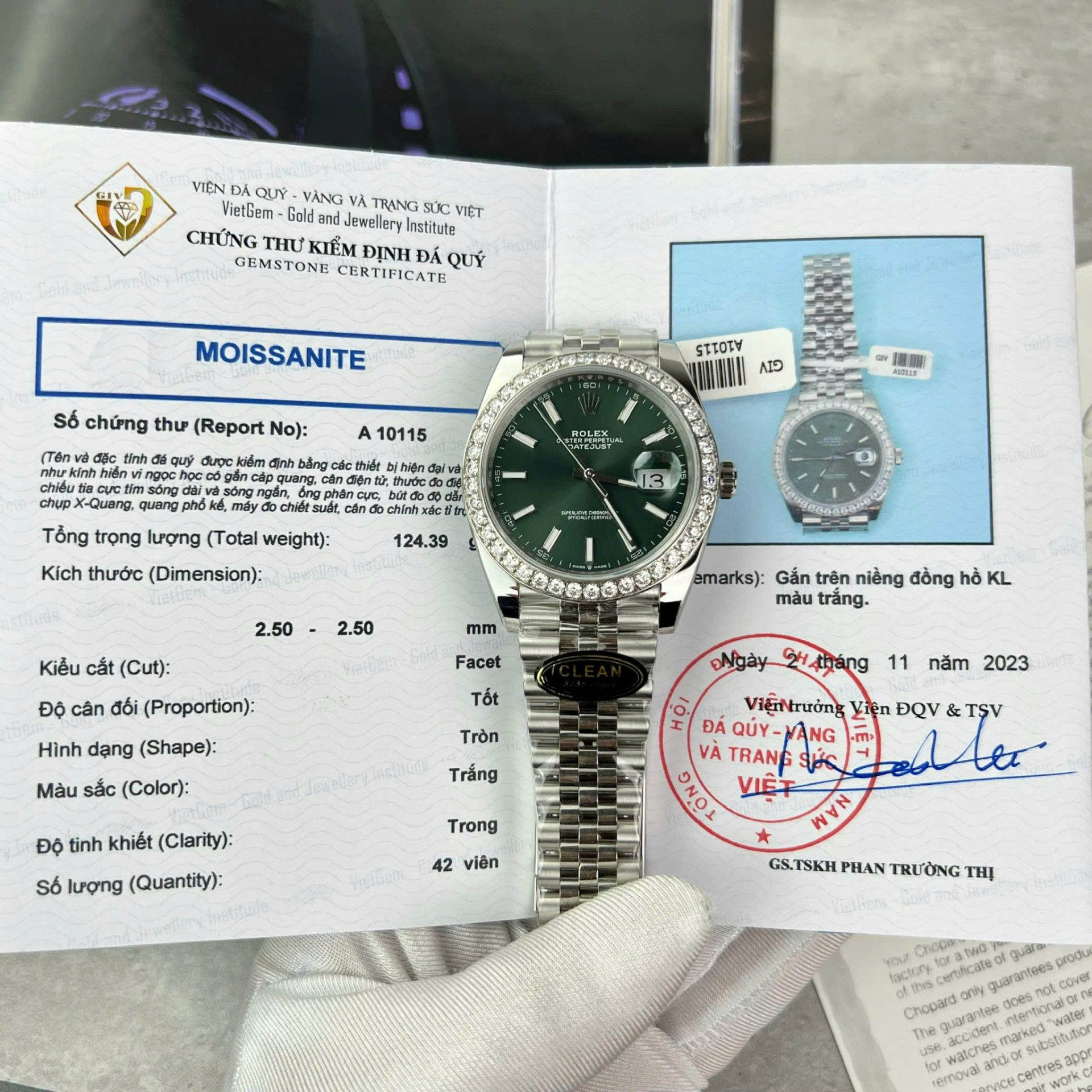 Dong-Ho-Rolex-DateJust-Mat-Xanh-La-Cay-Che-Tac-Vien-Dinh-Kim-Cuong-Nhan-Tao-41mm-8.jpg Rolex DateJust Green Dial Copies Watch Moissanite Diamonds Custom Clean Factory 41mm - Image 1