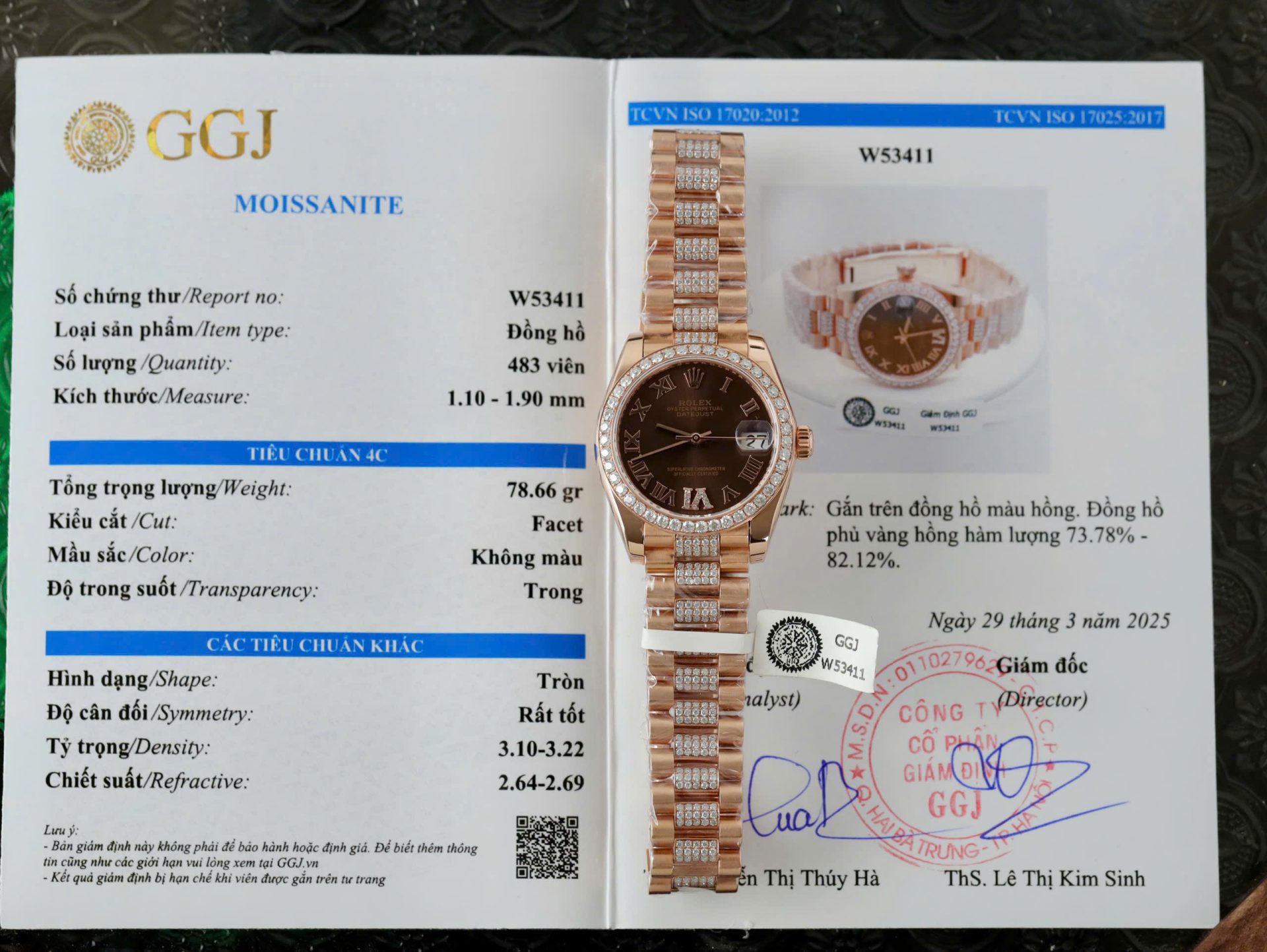 Dong-Ho-Rolex-DateJust-Nu-Mat-Chocolate-Che-Tac-Boc-Vang-Dinh-Moissanite-31mm-10.jpg Rolex DateJust Women Dial Chocolate Copies Watches Custom Moissanite Diamonds + 18K Gold Wrapped 31mm - Image 1