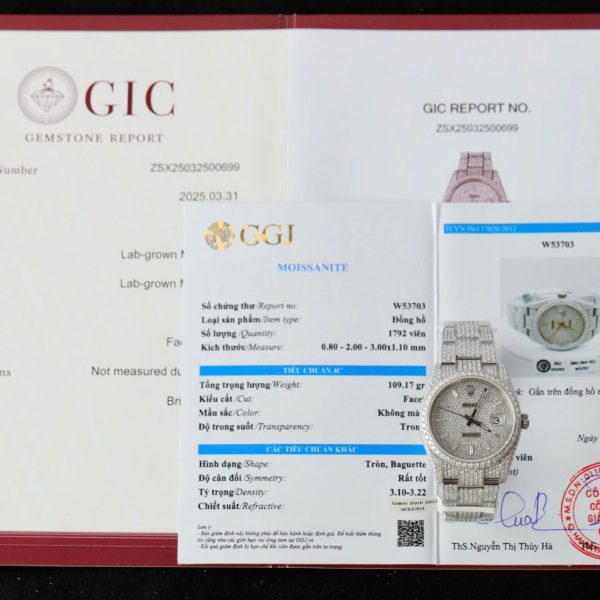 Rolex DateJust Replica Watch Diamonds Moissanite Hong Kong Custom 36mm